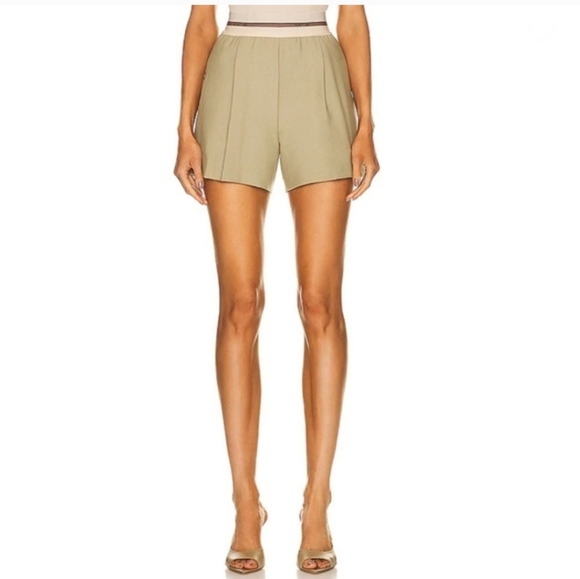Helmut Lang Pants - Women's Helmut Lang Logo Band Pull On Shorts In Ceder Stretch Wool Size 8